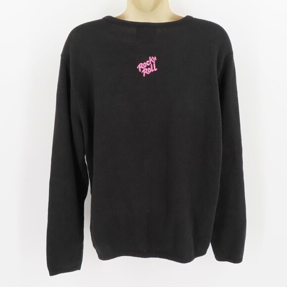 Tia Designs Womens Medium Sock Hop 1950s Embroidered Button Cardigan Sweater VTG - Picture 5 of 10